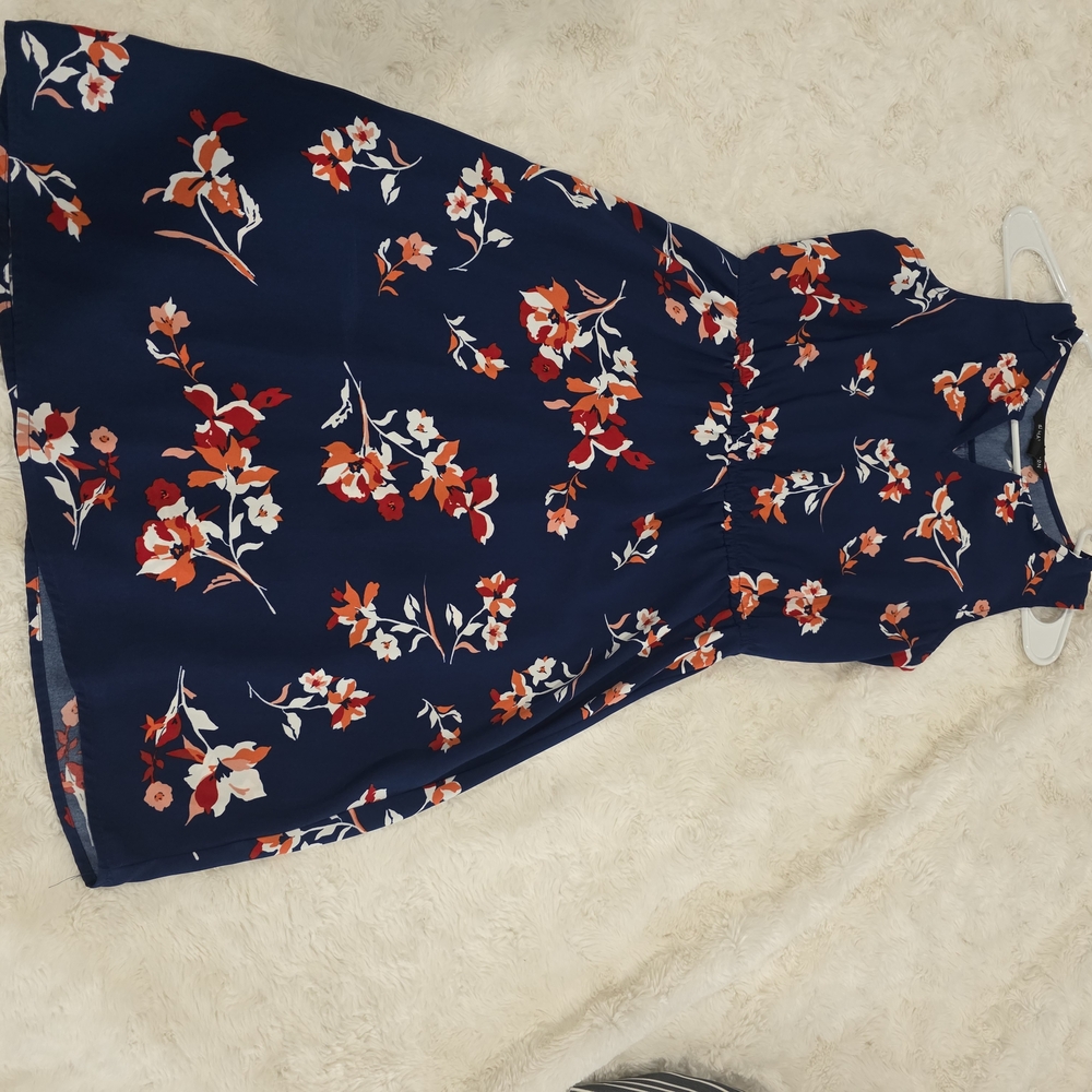 41 Hawthorn Blue and Orange Floral Midi Dress